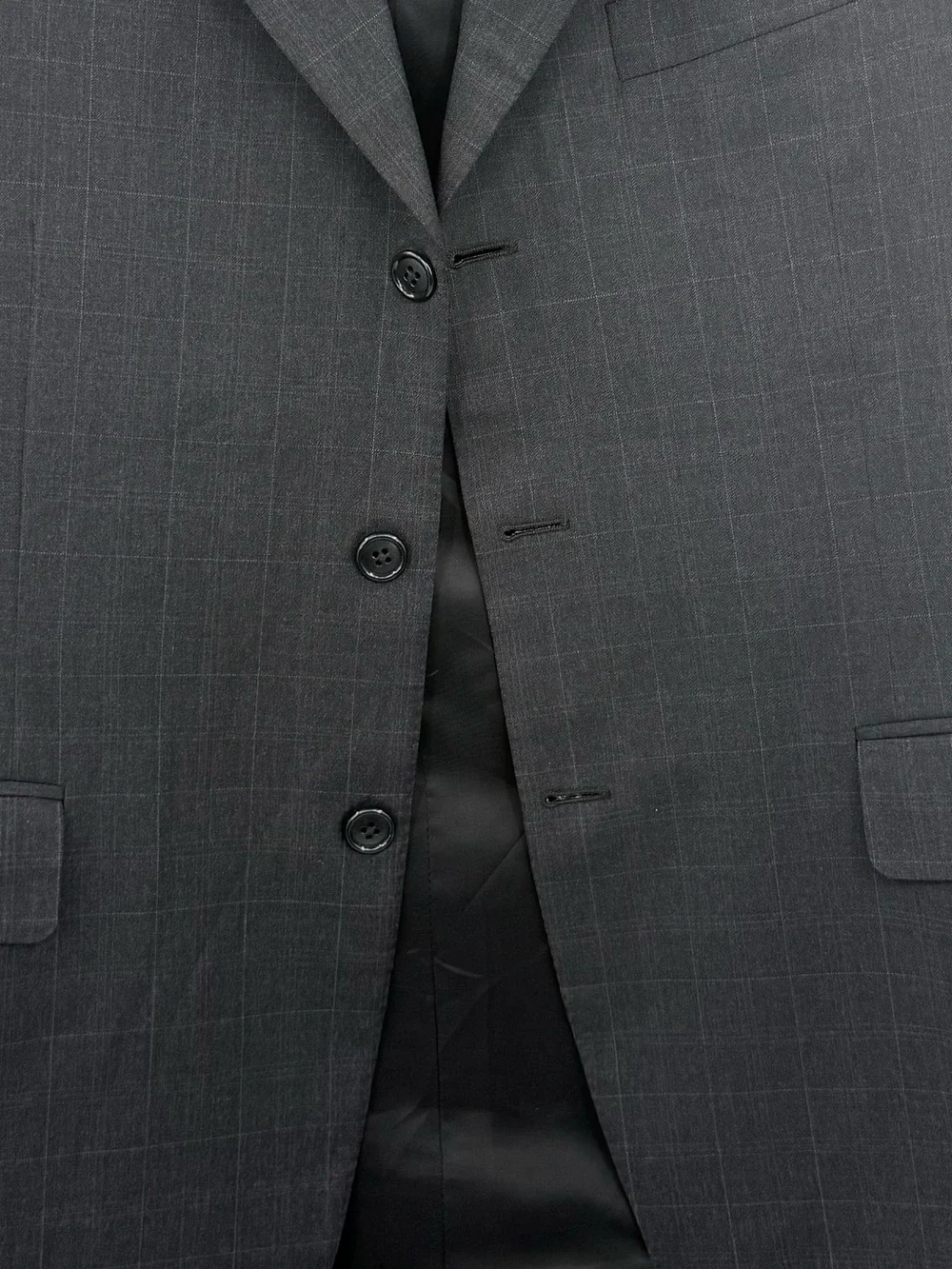 Canali Saks Fifth Avenue Mens 42R Wool Windowpane Blazer Sport Coat Italy Gray